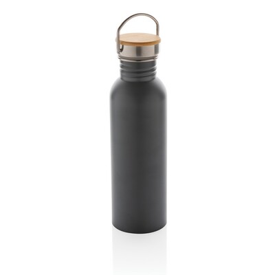 Bouteille en acier inoxydable avec couvercle en bambou