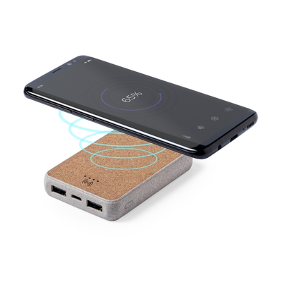 Wireless Powerbank 5000 mAh aus Weizenstroh, Wireless Ladegerät 5W