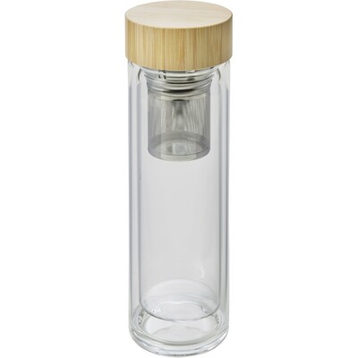 Thermosflasche aus Glas 420 ml mit Sieb zum Auffangen des Bodensatzes