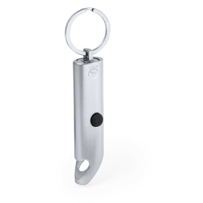 Schlüsselanhänger aus recyceltem Aluminium, Flaschenöffner, LED-Licht