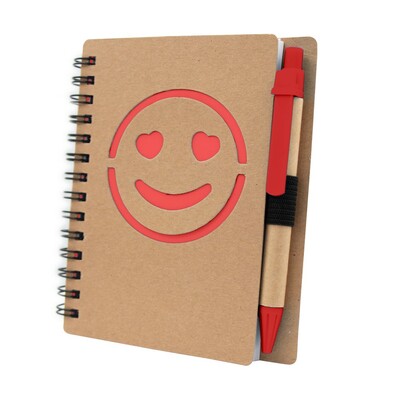 Notebook approx. B7 "smiling face" with ball pen | Dylan