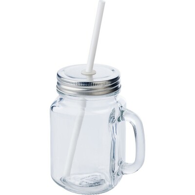 Drinking jar 480 ml with straw